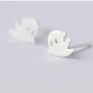 NWT 925 Sterling Silver Ghost Pierced Earrings with Rubber Backs!